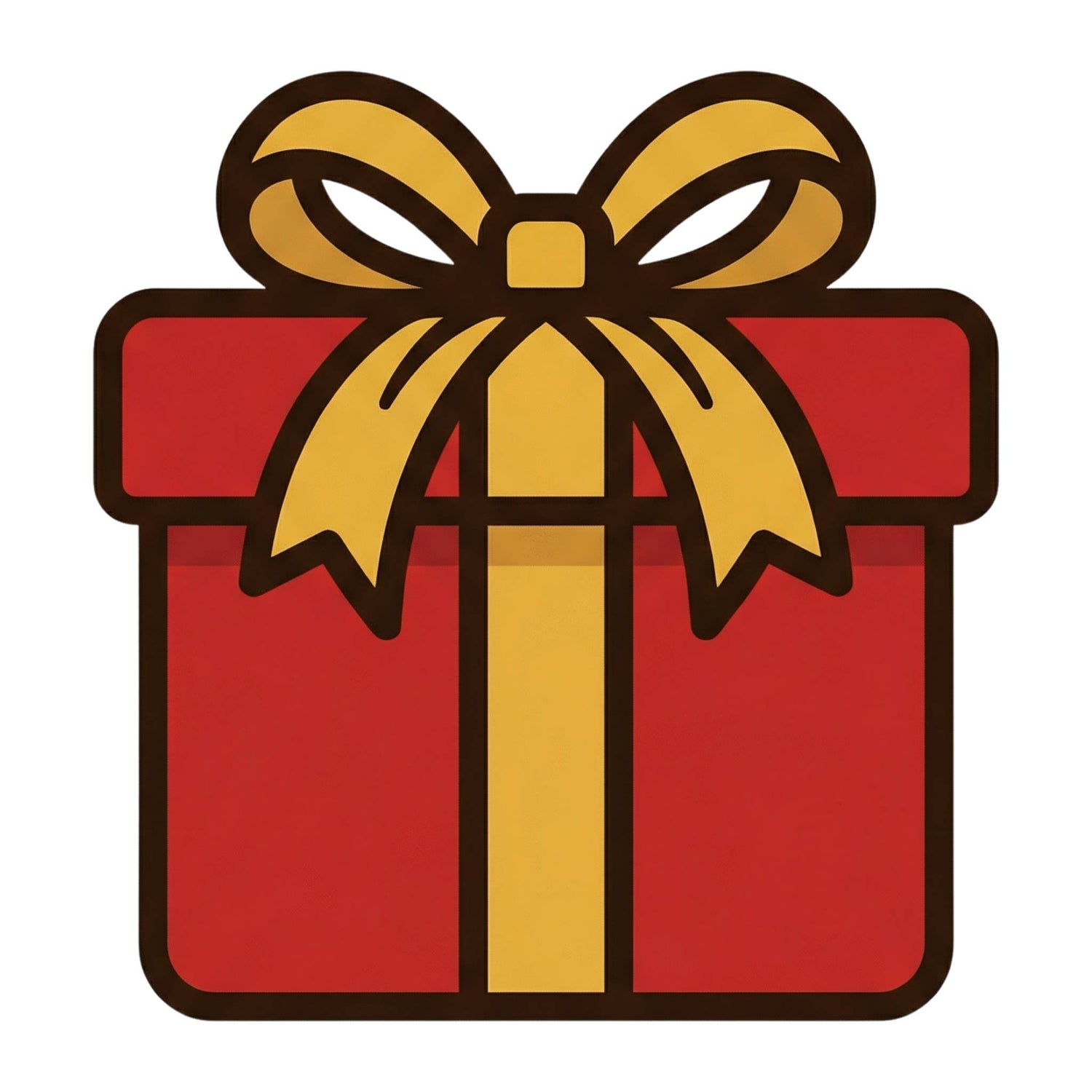 Red gift box with a yellow ribbon on a white background