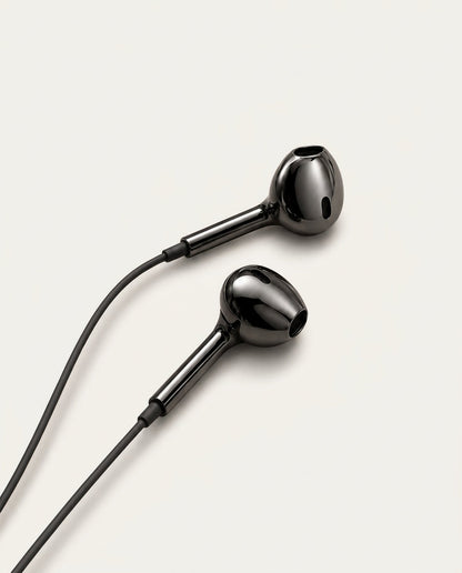 Black chrome wired earbuds