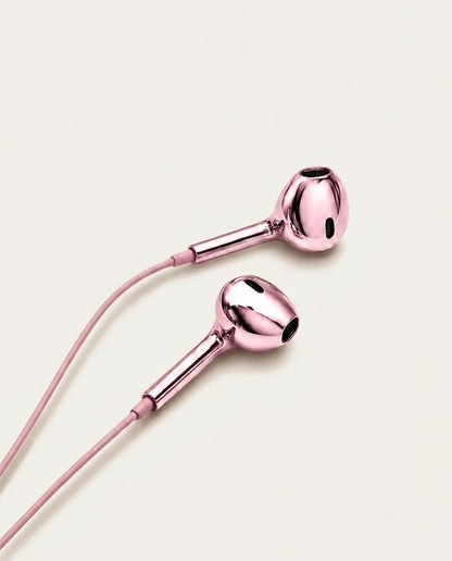 Pink chrome wired earbuds